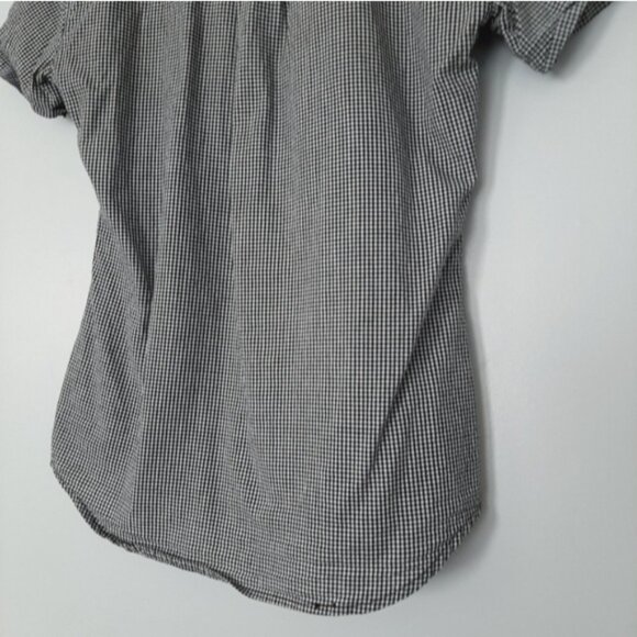AMERICAN APPAREL Black & White Short Sleeve Gingham Button Down Shirt Top Sz XXS - Picture 9 of 11
